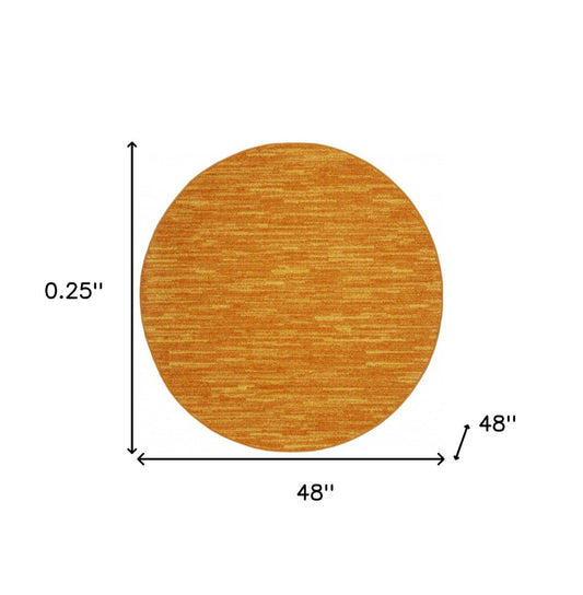 4' Orange Round Indoor Outdoor Area Rug