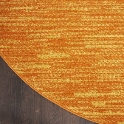 6' X 6' Orange Round Indoor Outdoor Area Rug