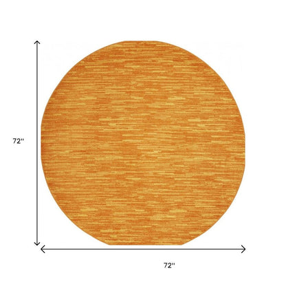 6' X 6' Orange Round Indoor Outdoor Area Rug