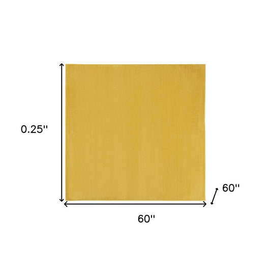 5' X 5' Yellow Square Indoor Outdoor Area Rug