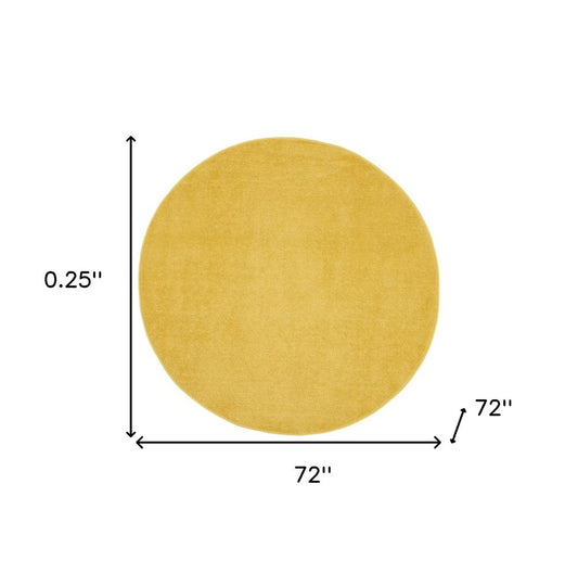 6' X 6' Yellow Round Indoor Outdoor Area Rug