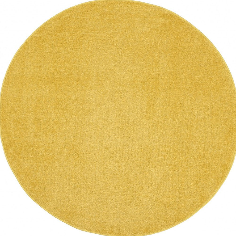 6' X 6' Yellow Round Indoor Outdoor Area Rug