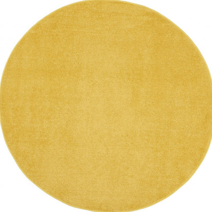 6' X 6' Yellow Round Indoor Outdoor Area Rug