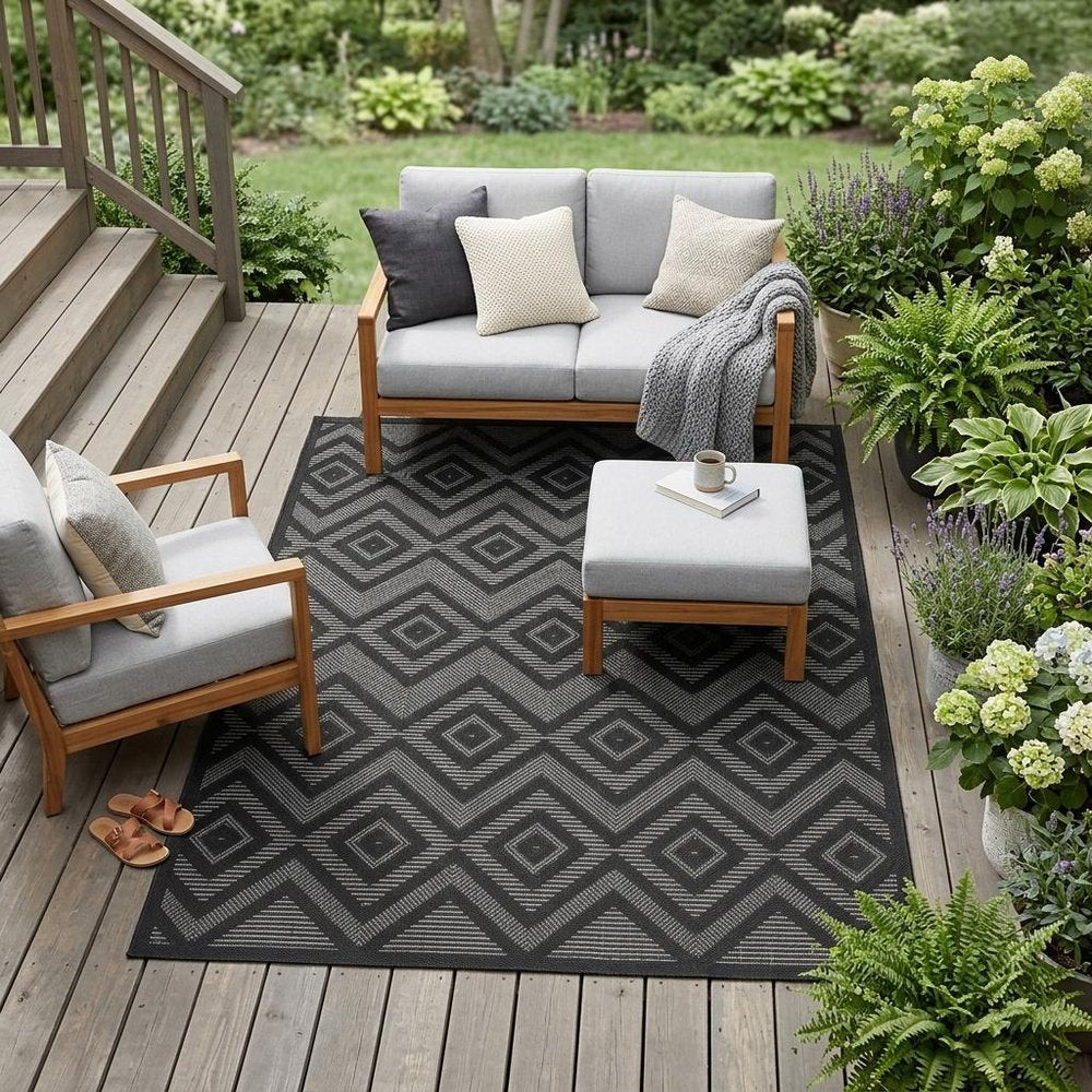 4' X 6' Charcoal Indoor Outdoor Area Rug