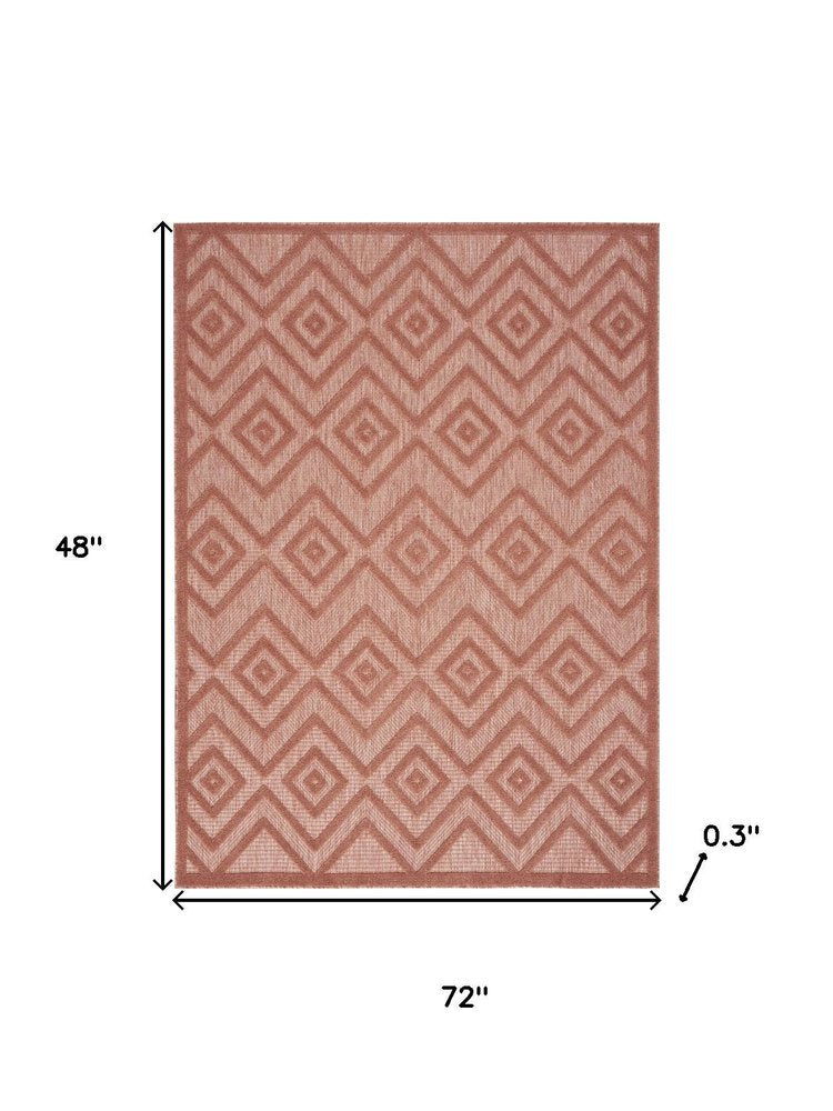 4' X 6' Coral Indoor Outdoor Area Rug