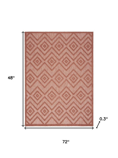 4' X 6' Coral Indoor Outdoor Area Rug