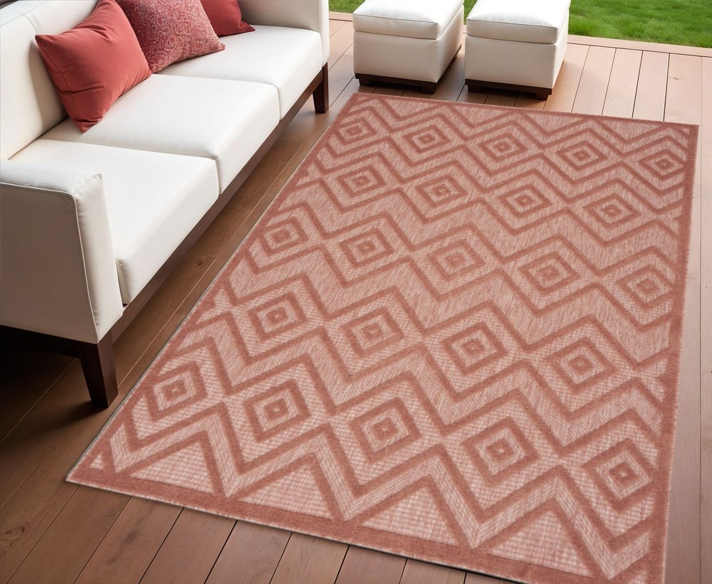 4' X 6' Coral Indoor Outdoor Area Rug