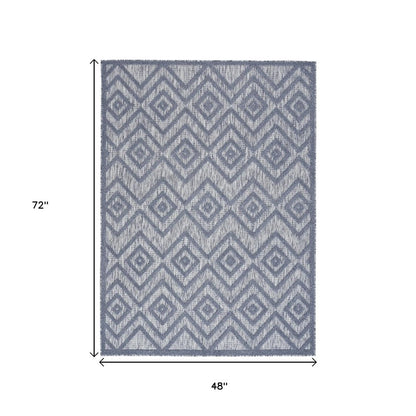 4' X 6' Denim Blue Indoor Outdoor Area Rug