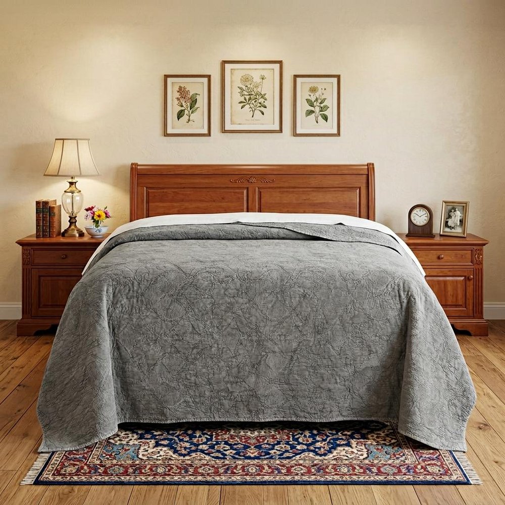 Gray Damask Queen Quilt