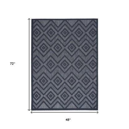 4' X 6' Blue Indoor Outdoor Area Rug
