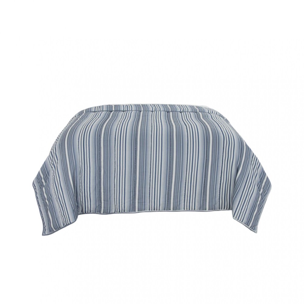 Blue And White Striped King Quilt