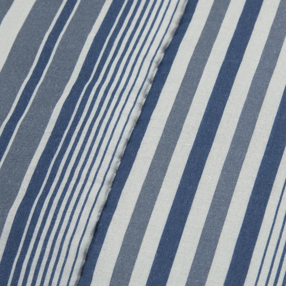 Blue And White Striped King Quilt
