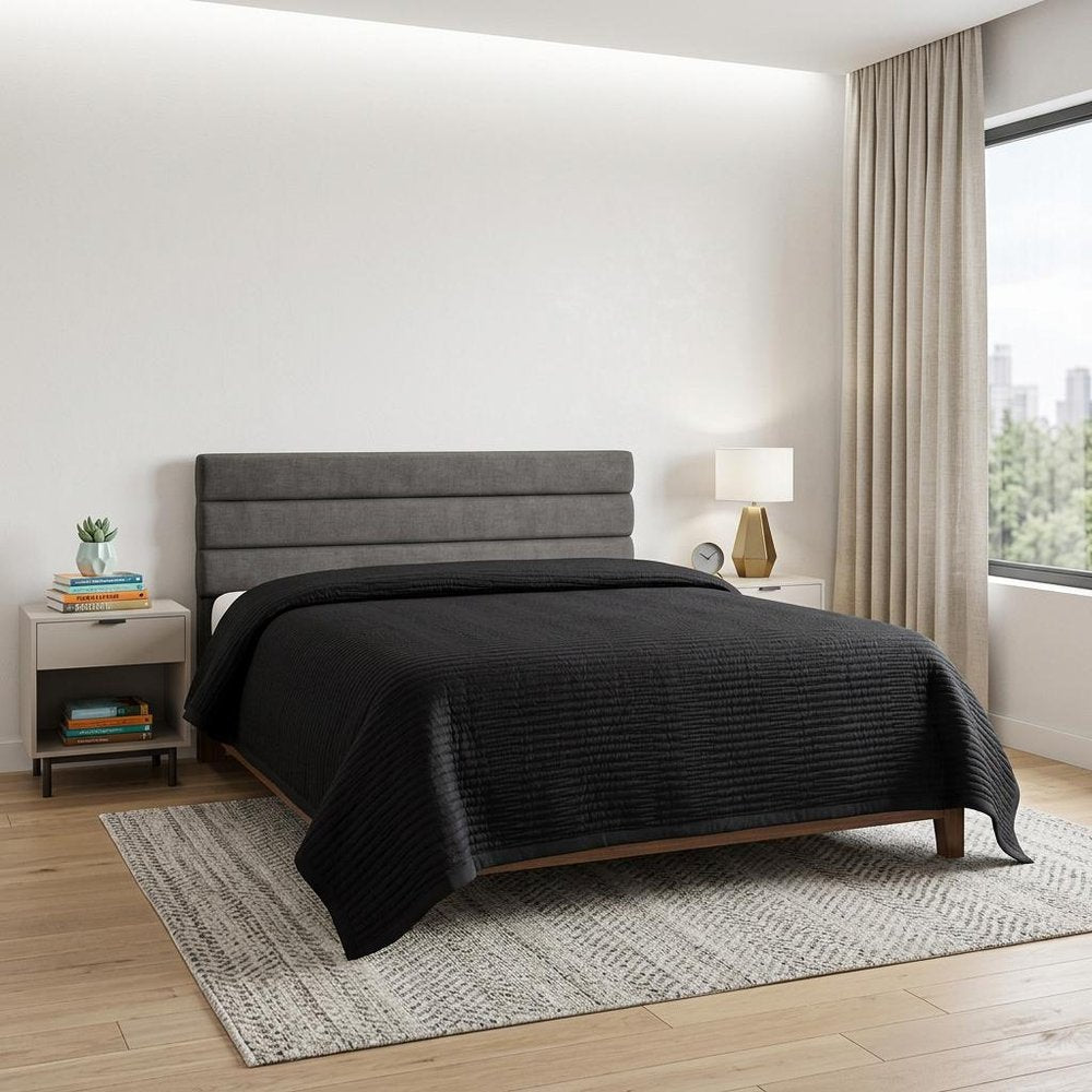 Black Geometric Queen Quilt