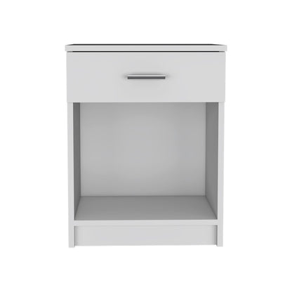 22" White Wood One Drawer Nightstand