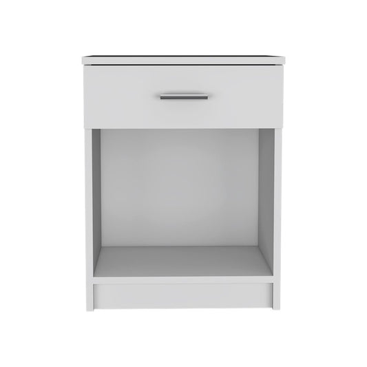 22" White Wood One Drawer Nightstand