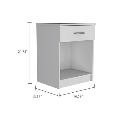 22" White Wood One Drawer Nightstand