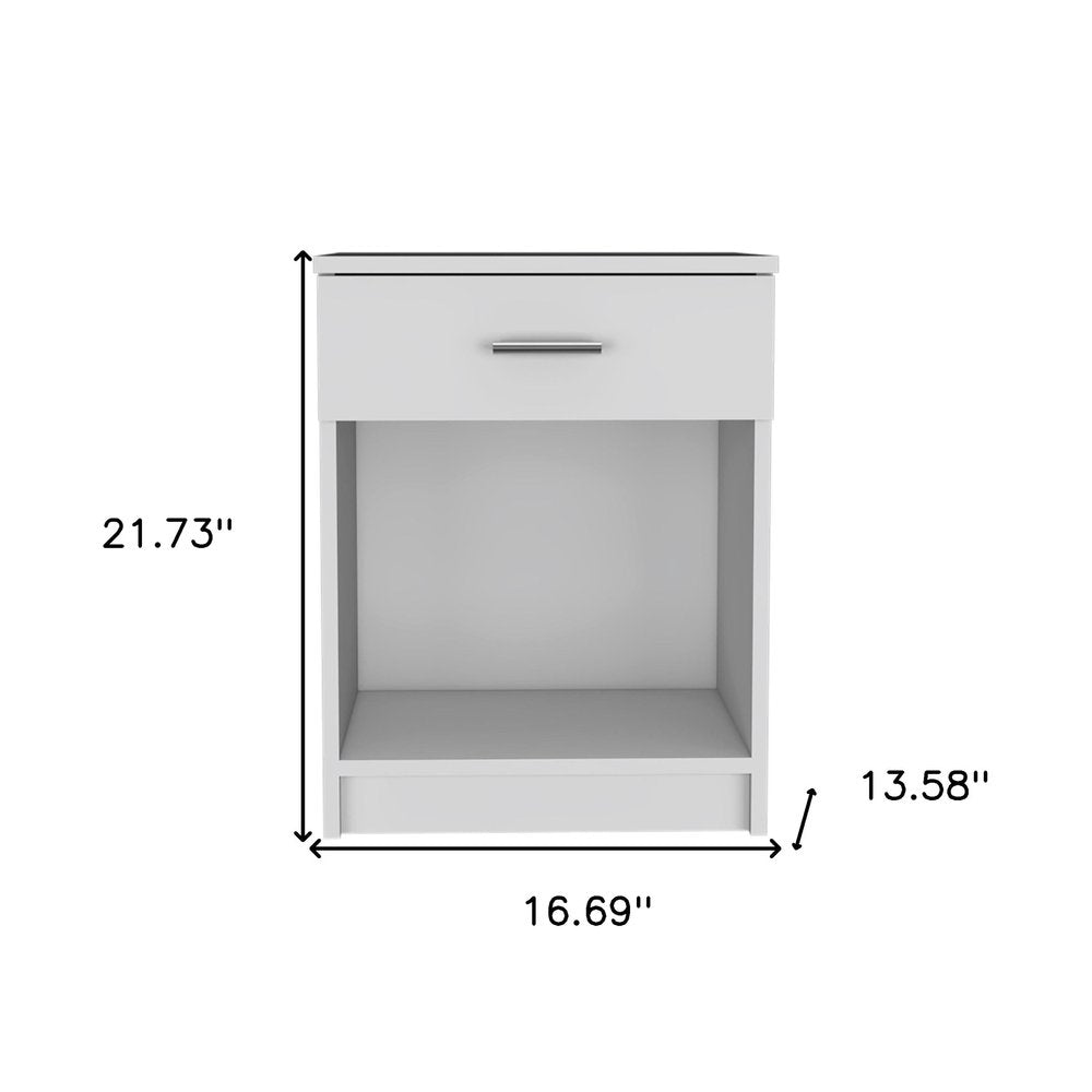 22" White Wood One Drawer Nightstand