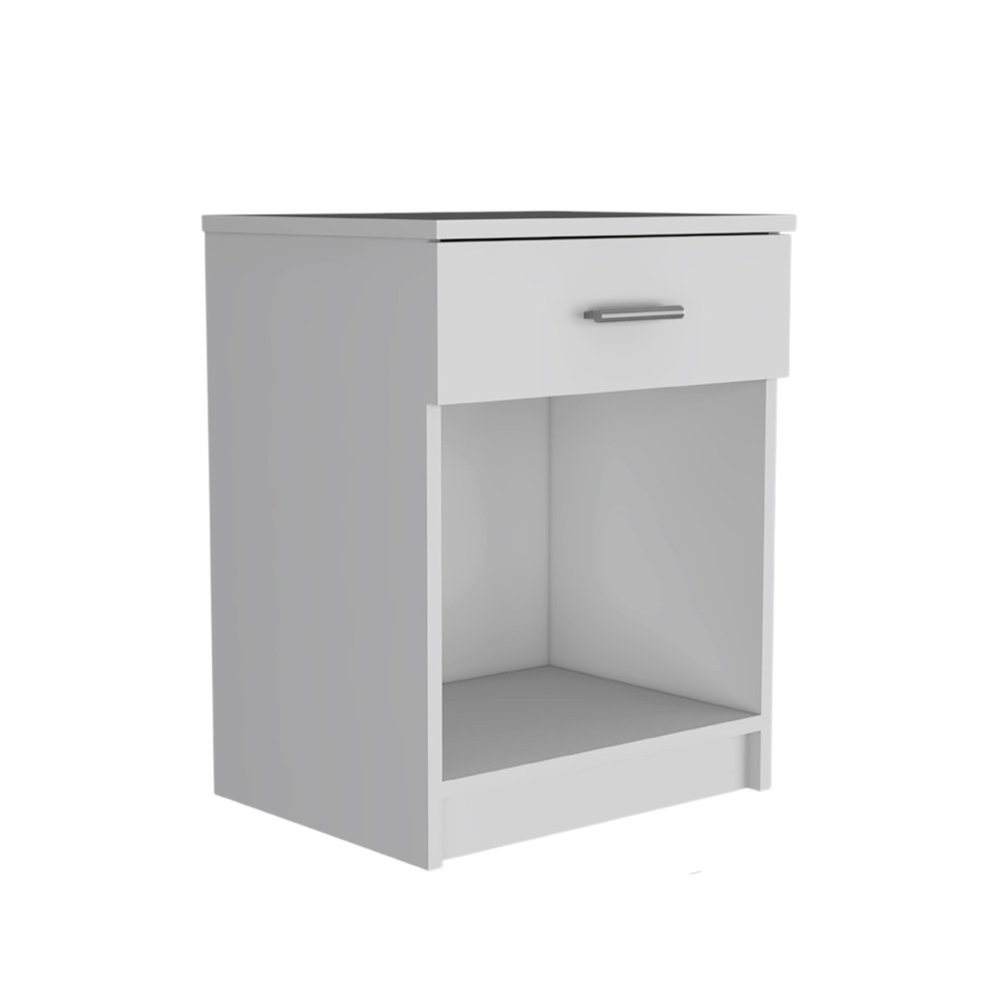 22" White Wood One Drawer Nightstand