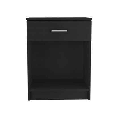 22" Black One Drawer Faux Wood Nightstand