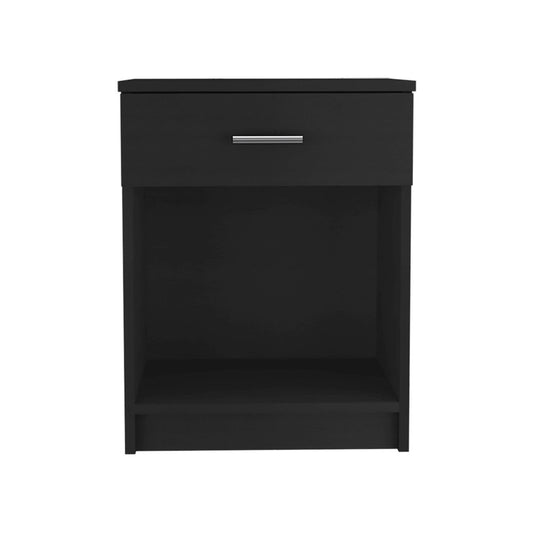 22" Black Wood One Drawer Nightstand