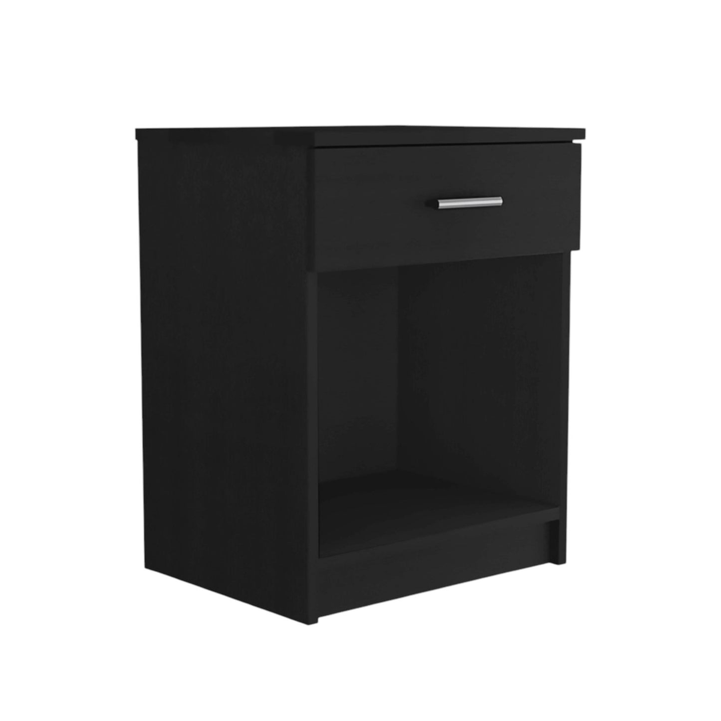 22" Black One Drawer Faux Wood Nightstand