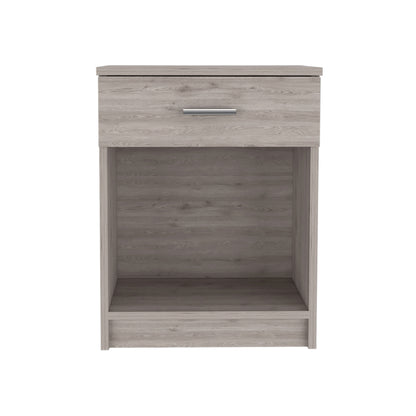 22" Light Gray One Drawer Faux Wood Nightstand