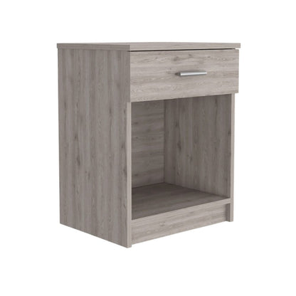 22" Light Gray Wood One Drawer Nightstand