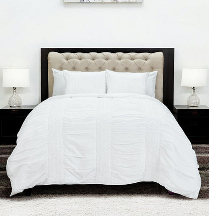 White Geometric Queen Quilt