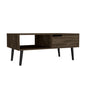 40" Brown And Black Coffee Table With Drawer And Shelf