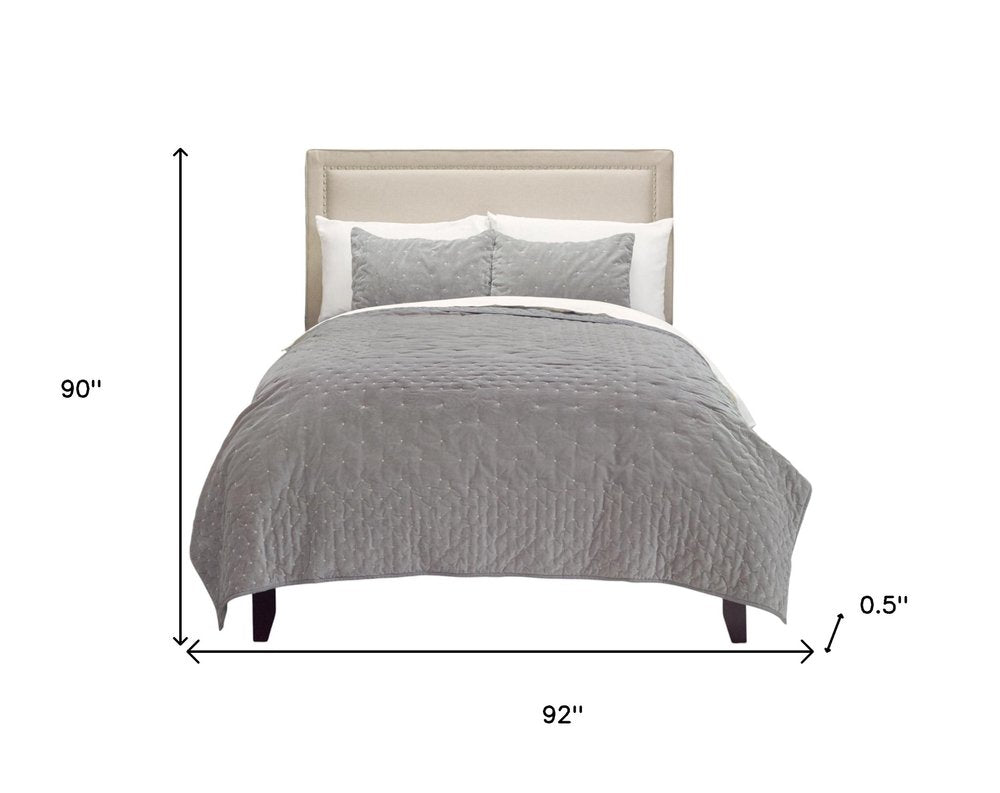 Gray Polka Dots Queen Quilt