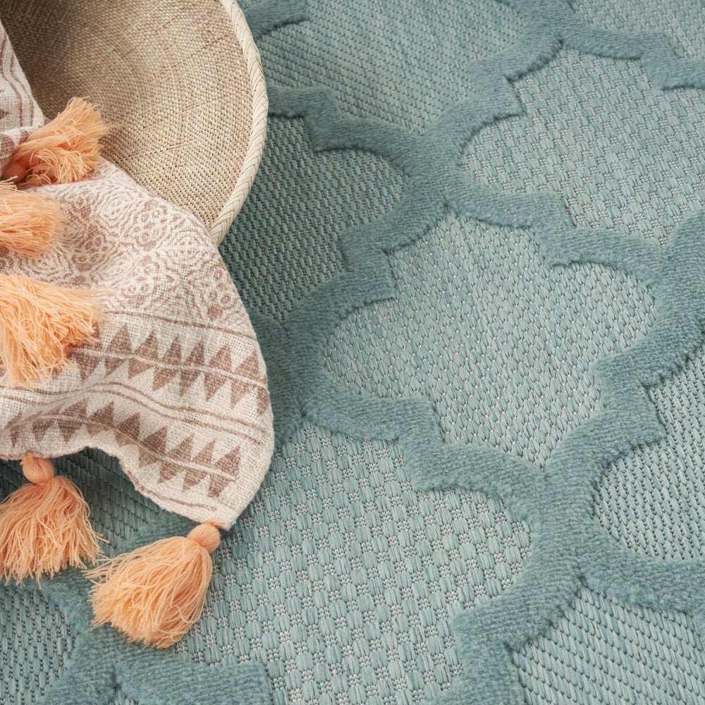 4' X 6' Aqua Indoor Outdoor Area Rug