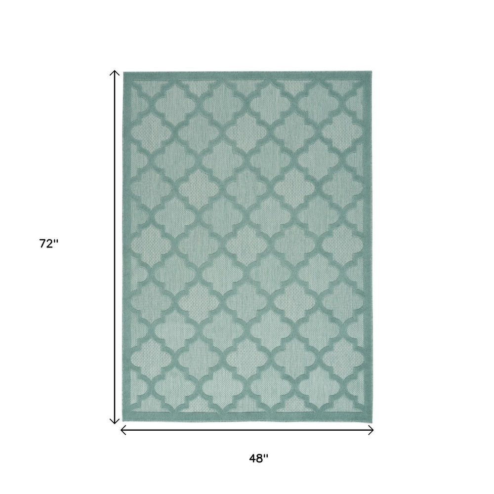 4' X 6' Aqua Indoor Outdoor Area Rug