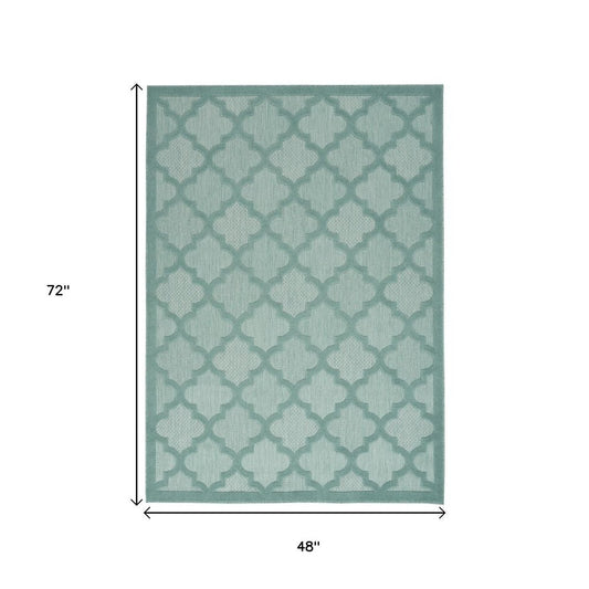 4' X 6' Aqua Indoor Outdoor Area Rug