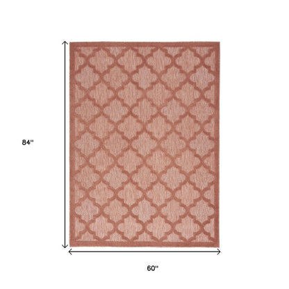 5' X 7' Coral Indoor Outdoor Area Rug