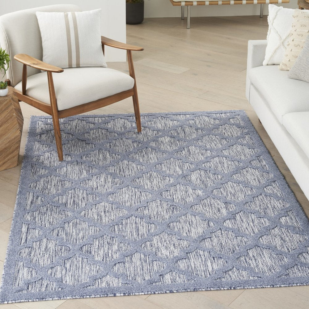 5' X 7' Denim Blue Indoor Outdoor Area Rug