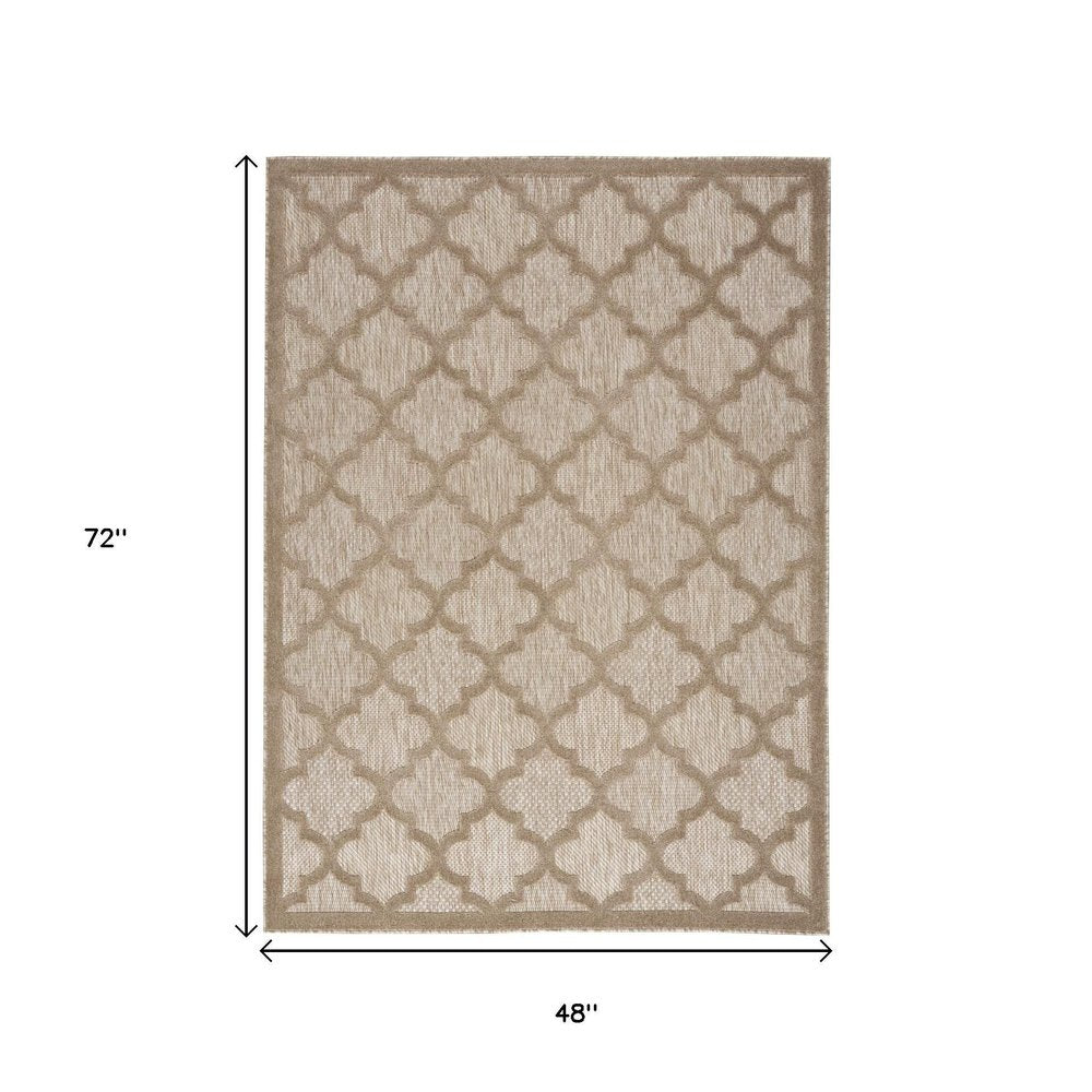 4' X 6' Beige Indoor Outdoor Area Rug