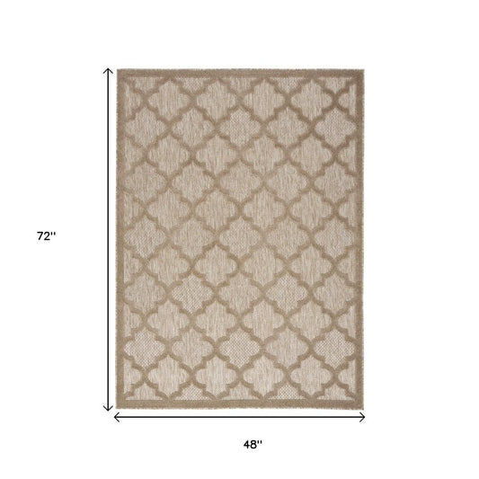 4' X 6' Beige Indoor Outdoor Area Rug