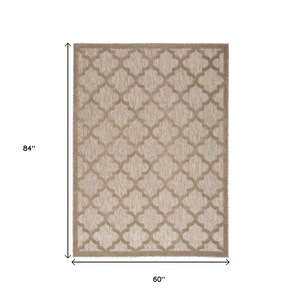 5' X 7' Beige Indoor Outdoor Area Rug