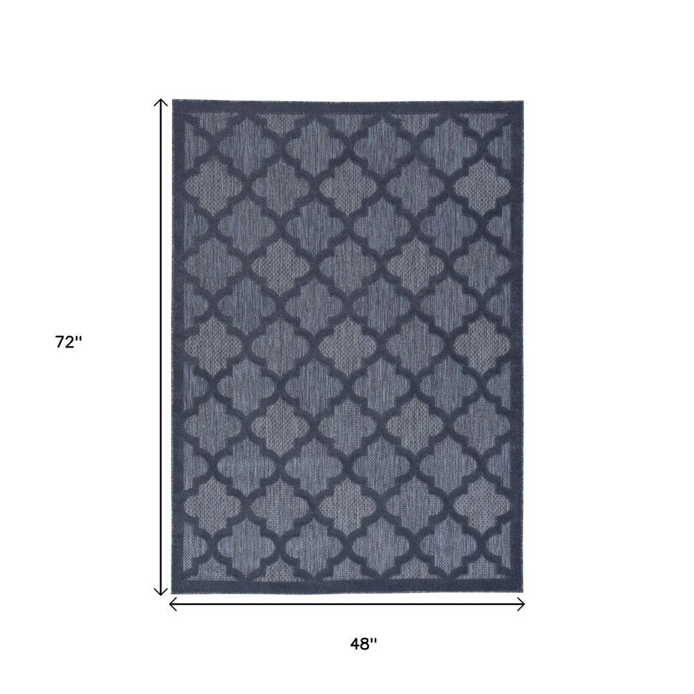 4' X 6' Blue Indoor Outdoor Area Rug