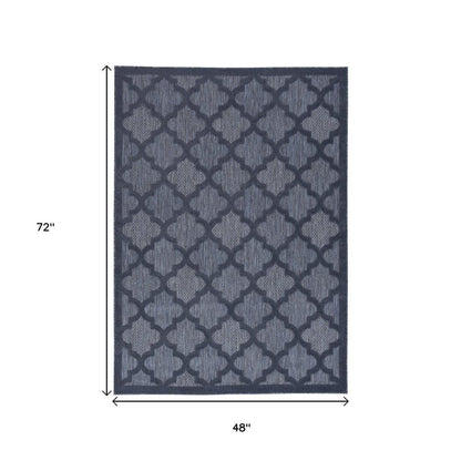 4' X 6' Blue Indoor Outdoor Area Rug