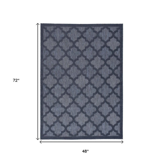 4' X 6' Blue Indoor Outdoor Area Rug