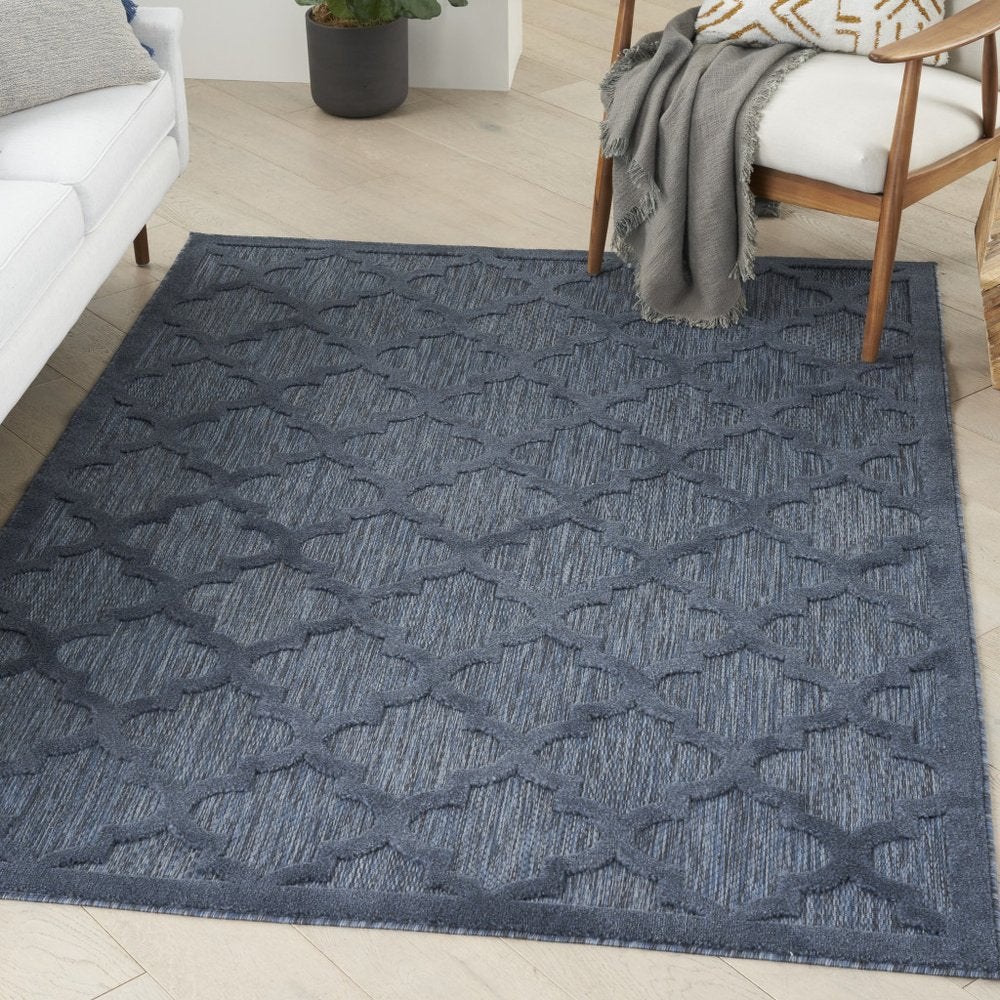 5' X 7' Blue Indoor Outdoor Area Rug