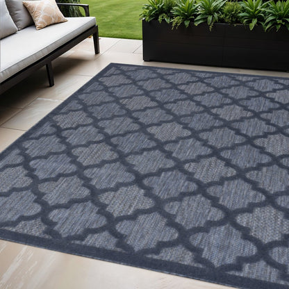 5' X 7' Blue Indoor Outdoor Area Rug