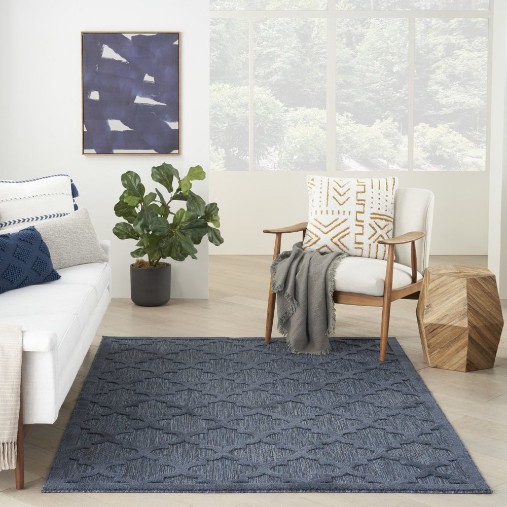5' X 7' Blue Indoor Outdoor Area Rug