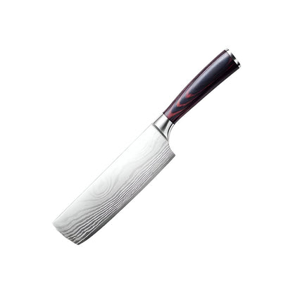 Black And Brown Wood Seven Piece Cutlery Set