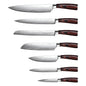 Black And Brown Wood Seven Piece Cutlery Set