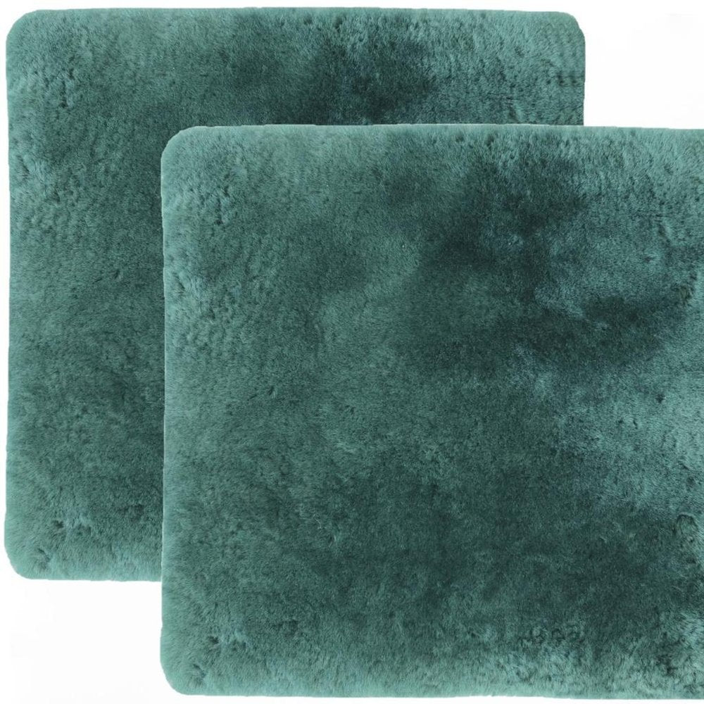 Set Of Two 17" X 17" Emerald Linen Solid Color Dining Chair Pad
