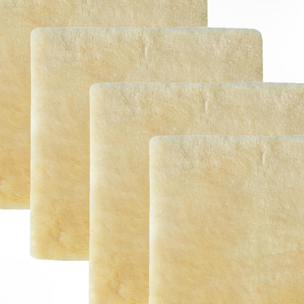 Set Of Four 17" X 17" Cornsilk Linen Solid Color Dining Chair Pad