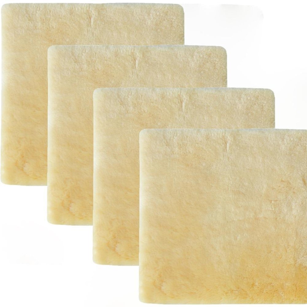 Set Of Four 17" X 17" Cornsilk Linen Solid Color Dining Chair Pad