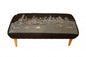 38" Gray Wool and Brown Ottoman
